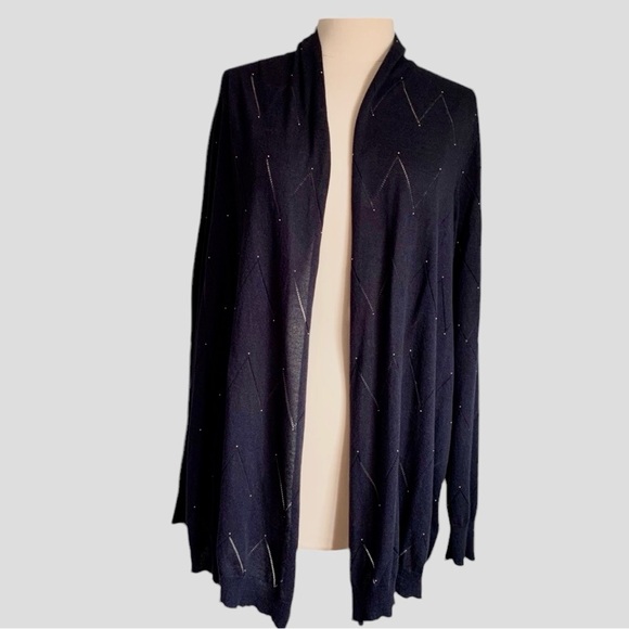 GERARD DAREL CARDIGAN NAVY BLUE WITH SILVER STUDS - Picture 2 of 8